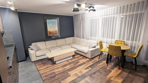 Kitchen or kitchenette, Living room, Seating area, Dining area