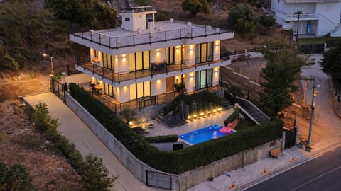 Property building, Night, Swimming pool
