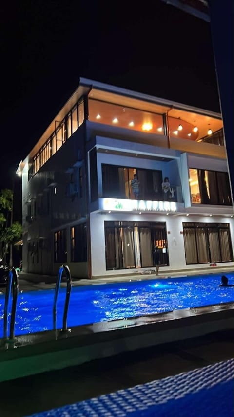 Property building, Night, Pool view, Swimming pool