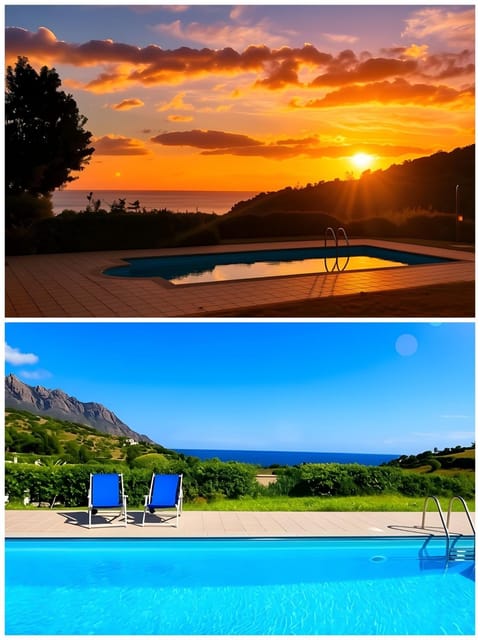 Nearby landmark, Day, Natural landscape, Mountain view, Pool view, Sea view, Swimming pool, Sunrise, sunbed