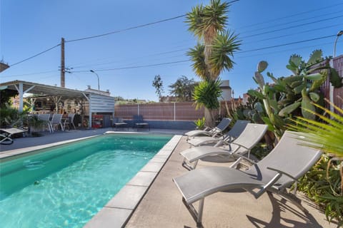 Property building, Living room, Swimming pool