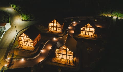 Night, Bird's eye view, Quiet street view