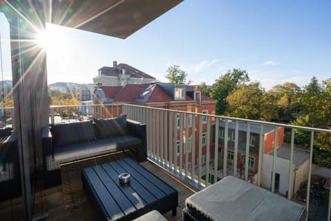 Property building, Off site, Day, View (from property/room), Balcony/Terrace, Seating area