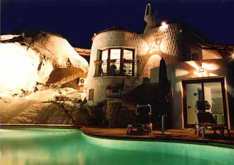 Property building, Night, Pool view, Swimming pool
