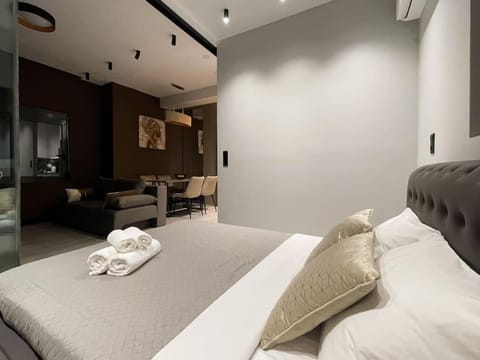 Bed, TV and multimedia, Kitchen or kitchenette, Seating area, air conditioner