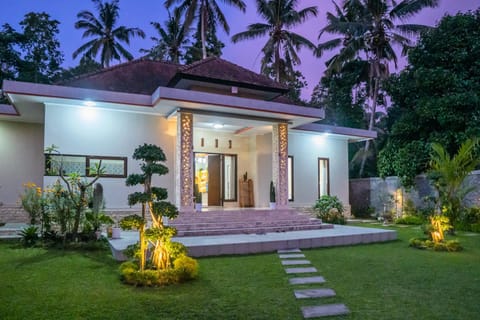 Property building, Night, Garden, Garden view