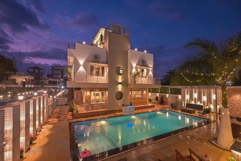 Property building, Night, Pool view, Swimming pool