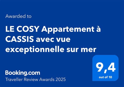 LE COSY Appartement à CASSIS avec vue exceptionnelle sur mer Apartment in Cassis