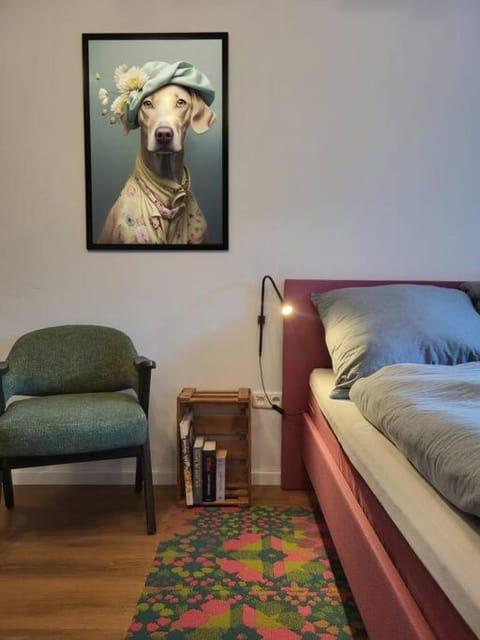 Bed, Living room, Seating area, Bedroom