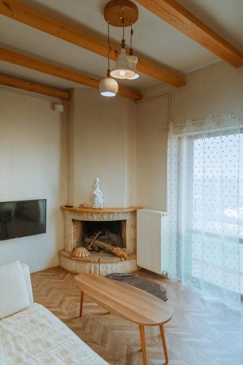 Property building, Day, TV and multimedia, Balcony/Terrace, Balcony/Terrace, Living room, Photo of the whole room, Decorative detail, Seating area, Time of day, fireplace