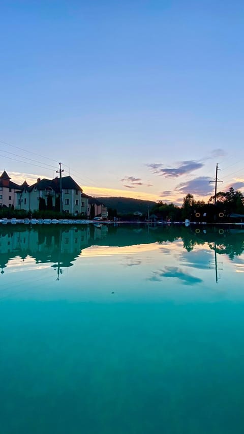 Natural landscape, Swimming pool, Sunset
