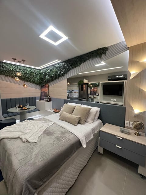 Bed, TV and multimedia, Kitchen or kitchenette, Photo of the whole room, Seating area, Bedroom