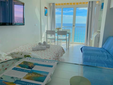 Bed, TV and multimedia, Photo of the whole room, Sea view
