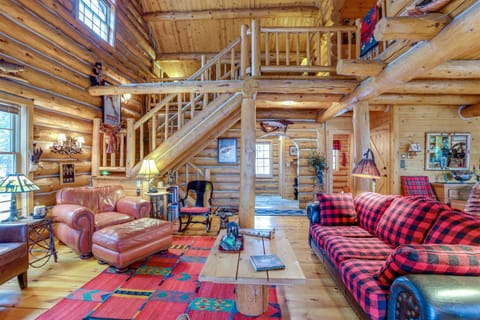 Handcrafted Log Home on River Near Crystal Mtn House in Michigan