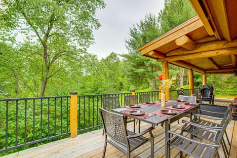 Handcrafted Log Home on River Near Crystal Mtn House in Michigan
