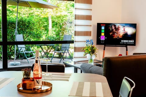 TV and multimedia, Balcony/Terrace, Living room, Photo of the whole room, Dining area