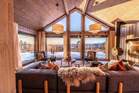 Natural landscape, Winter, Living room, Seating area, Mountain view, fireplace