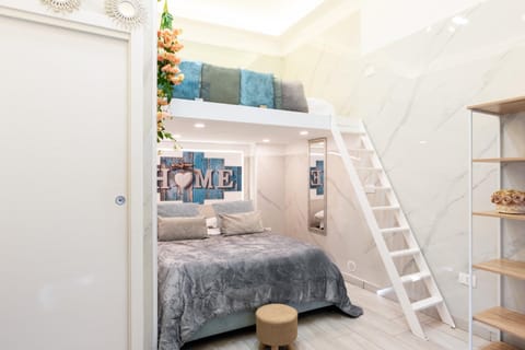 Bed, Photo of the whole room, bunk bed, wardrobe