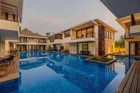 Property building, Patio, Pool view, Swimming pool