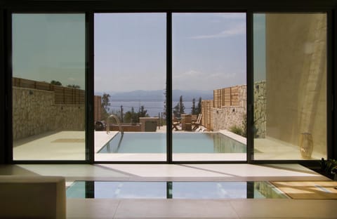 Balcony/Terrace, Living room, Pool view, Sea view, Swimming pool