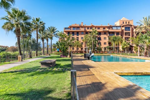 Property building, Living room, Swimming pool