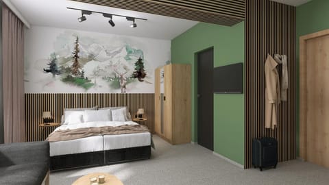 Bed, Photo of the whole room, Bedroom, towels, wardrobe