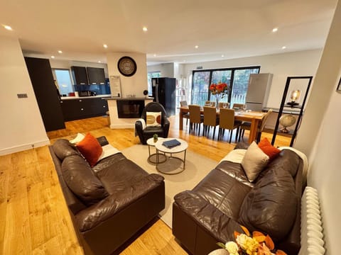 Kitchen or kitchenette, Living room, Seating area, Dining area