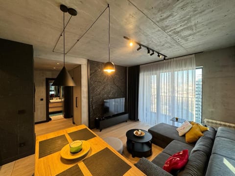 Bed, Living room, Seating area