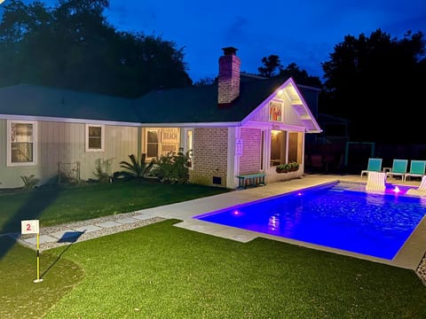 Night, Pool view, Swimming pool