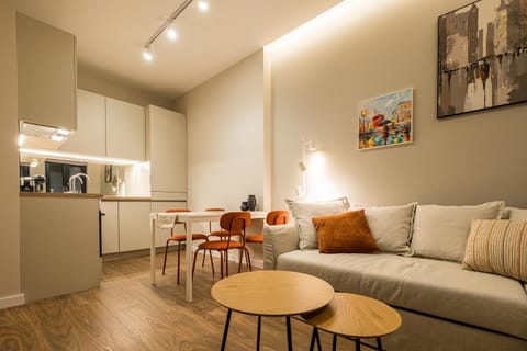 Kitchen or kitchenette, Living room, Seating area