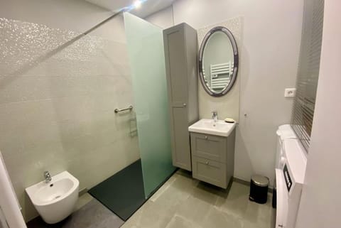 Bathroom, bidet, towels