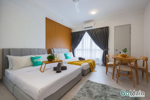 Bed, Living room, Seating area, Bedroom, air conditioner