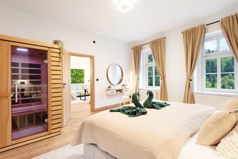 Sauna, Living room, Bedroom