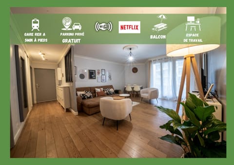 Le Bord de Seine 5min à pieds Gare Parking Privé Gratuit Apartment in Chatou