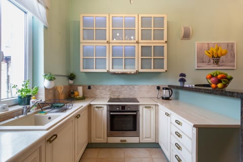 Kitchen or kitchenette, oven, stove