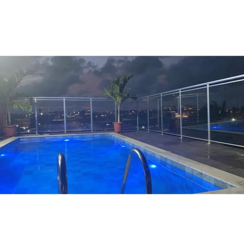 Night, Pool view, Swimming pool