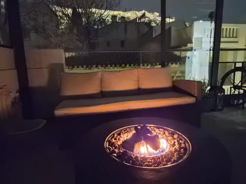 Patio, Night, Seating area