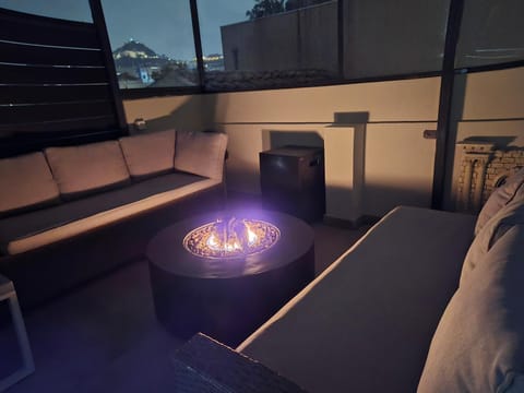 Patio, Night, Seating area