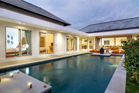 Property building, Patio, Pool view, Swimming pool, sunbed