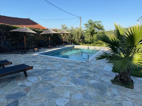 Swimming pool, sunbed