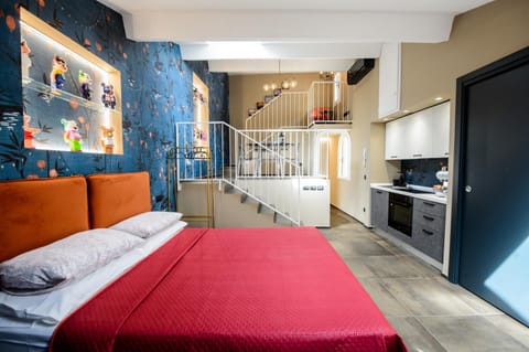 Kitchen or kitchenette, Photo of the whole room, Bedroom, minibar, oven, stove