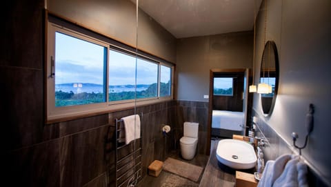 Toilet, Natural landscape, Bathroom, Garden view, Sea view, towels