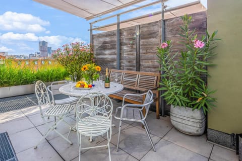 Patio, Seating area, City view
