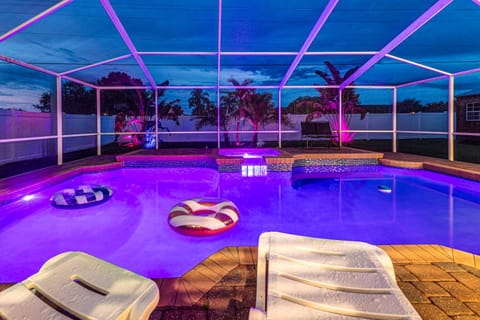 Patio, Night, Hot Tub, Pool view, Swimming pool
