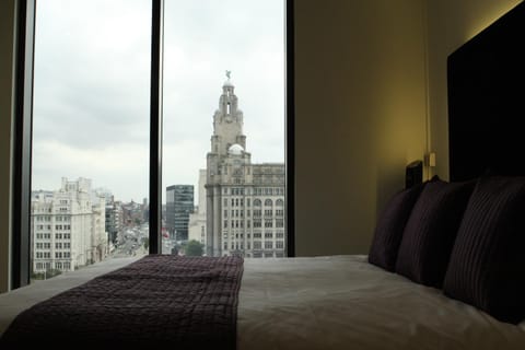 Bed, Bedroom, City view
