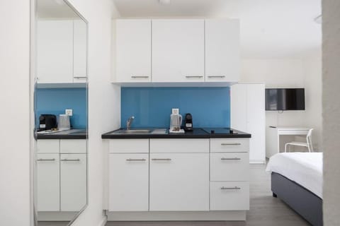 Bed, TV and multimedia, Kitchen or kitchenette, Photo of the whole room, Bedroom, stove