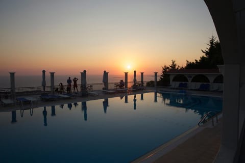 Summer, Swimming pool, Sunset