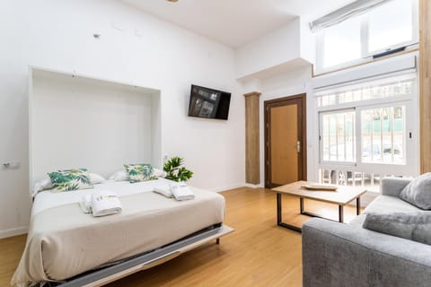 Bed, TV and multimedia, Living room, Photo of the whole room, Seating area, towels