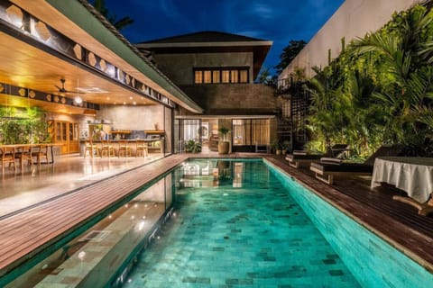 Night, Pool view, Swimming pool