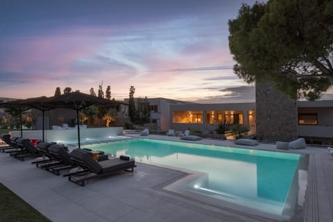 Natural landscape, Pool view, Swimming pool, Sunset, sunbed
